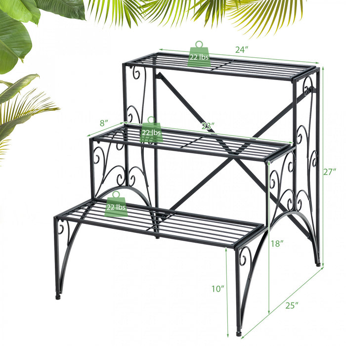 Costway 3 Etage Escalier Style Metal Plante Stand Etagere Jardin Pot De Fleurs Etagere D'affichage