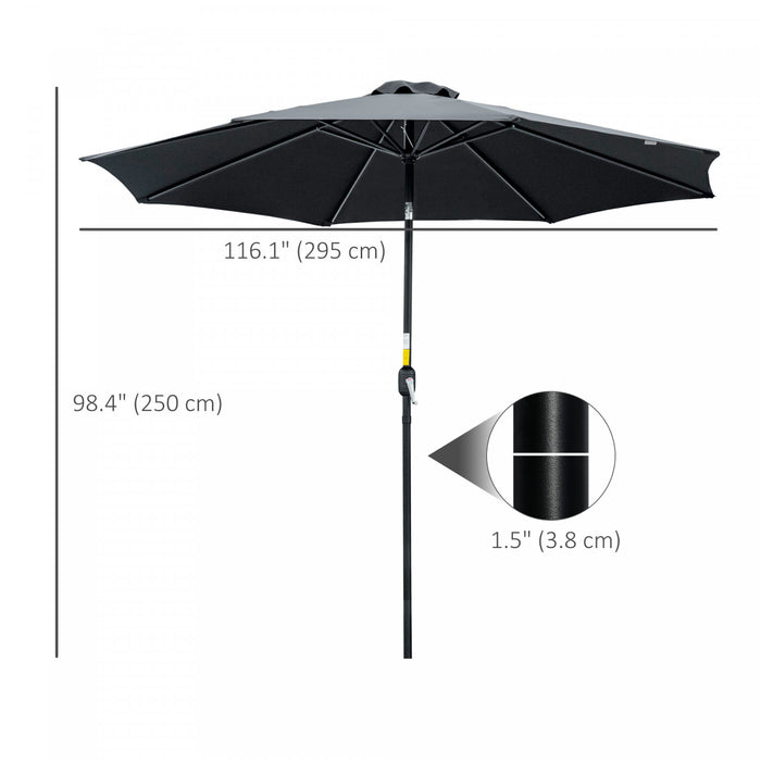 Outsunny Parasol De Terrasse Avec Manivelle De 10' X 8', Noir