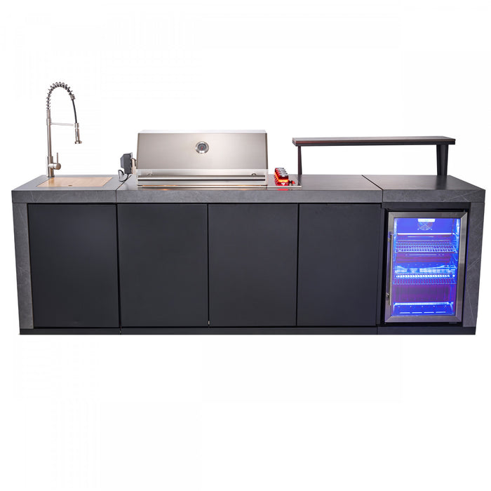 Cuisine d'exterieur Rimini de, 62 600 BTU, refrigerateur de 2,4 pi³, comptoirs gris – FODKT2544BLK