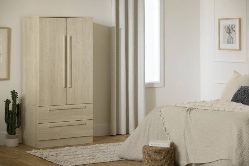 Acapella Armoire Penderie Avec Portes Et Tiroir - Chene Blanchi
