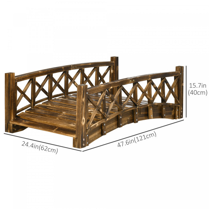 Outsunny Pont De Jardin En Bois De 4ft Passerelle En Forme D'arc