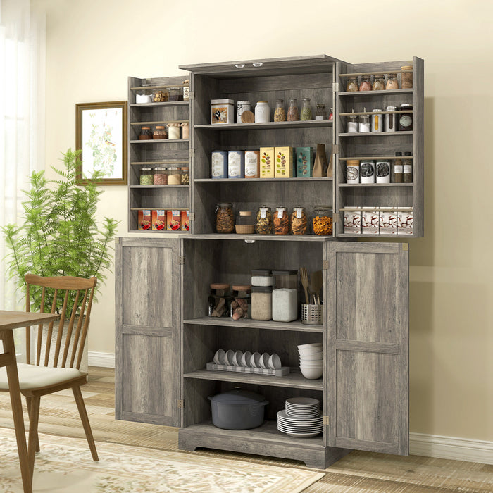 HOMCOM Buffet style ferme, meuble de rangement de cuisine, gris