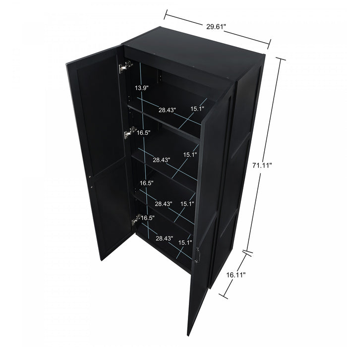 Armoire de rangement Cornelia Modern 30\" en noir (4 etageres) - Lot de 2