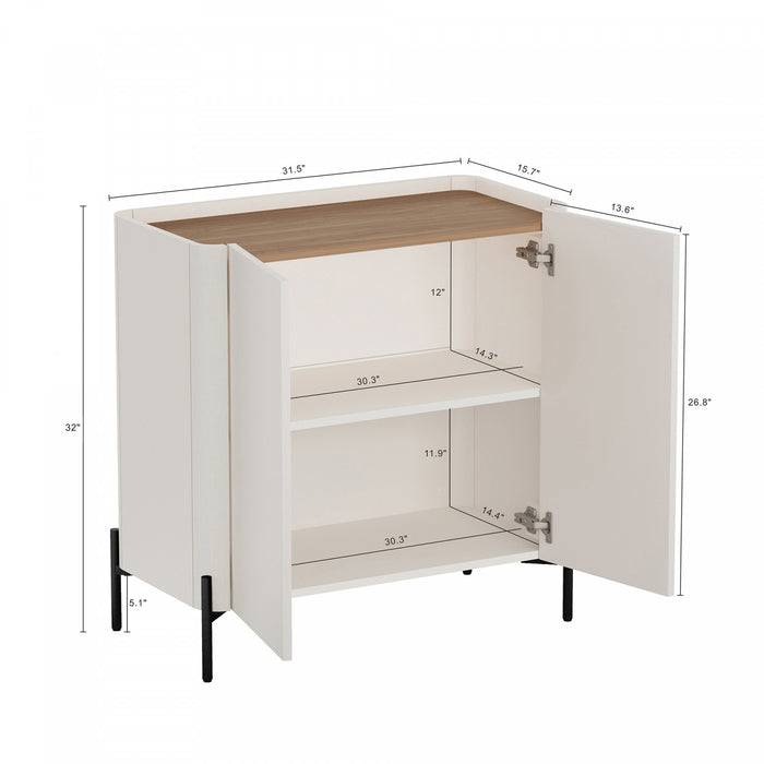 Armoires de rangement modernes Abbey 2 pieces en erable et blanc casse