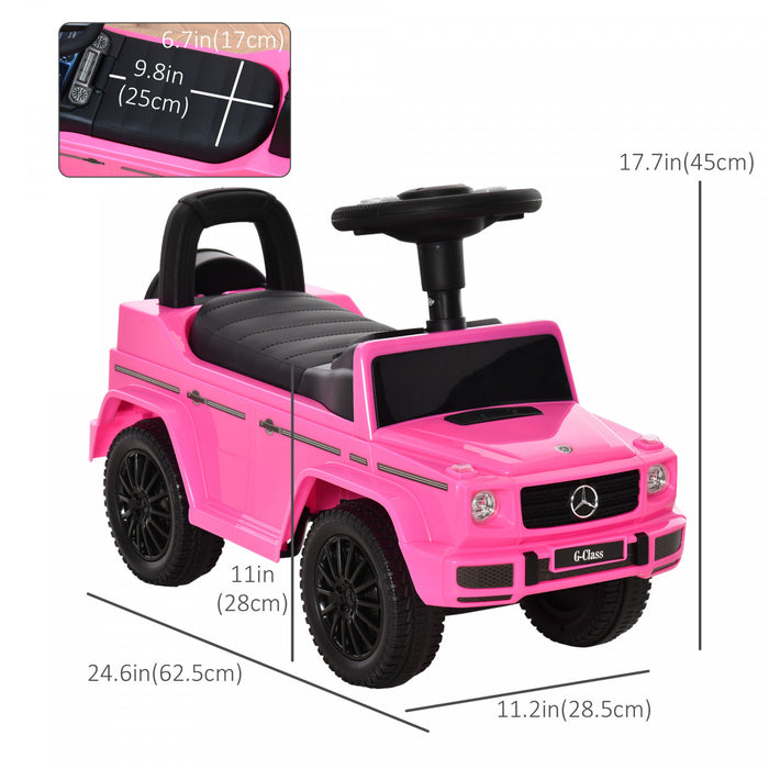 Aosom Voiture Pied Au Sol Pour Bebe Bambin, Poignee De Poussee Glissant Poussette Avec Klaxon, Rangement Sous Siege, Grand Volant, Systeme Anti-renversement, Rose