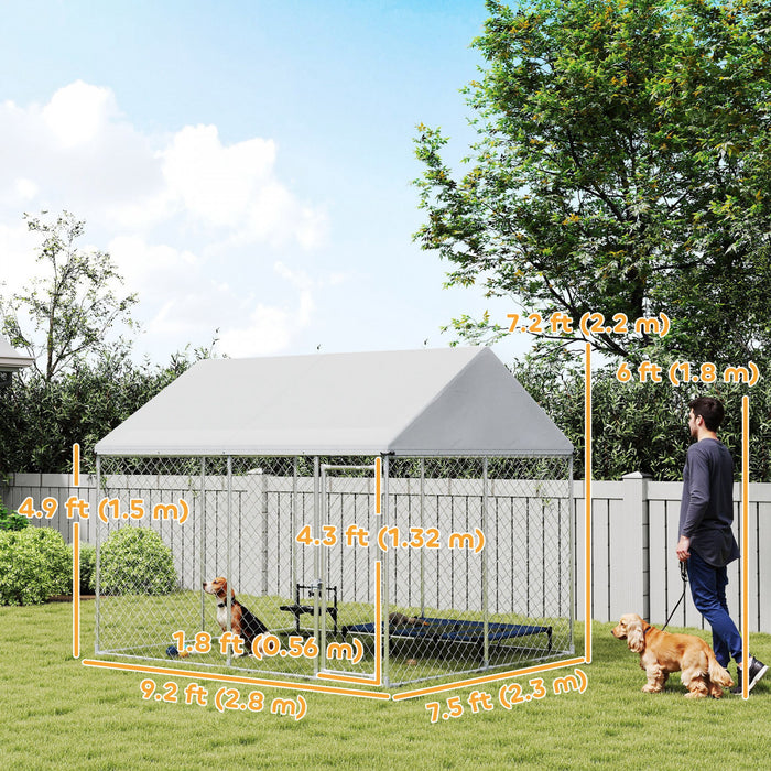 Chenil Exterieur pour Chien avec Toit Etanche, 2,8 m x 2,3 m x 2,2 m