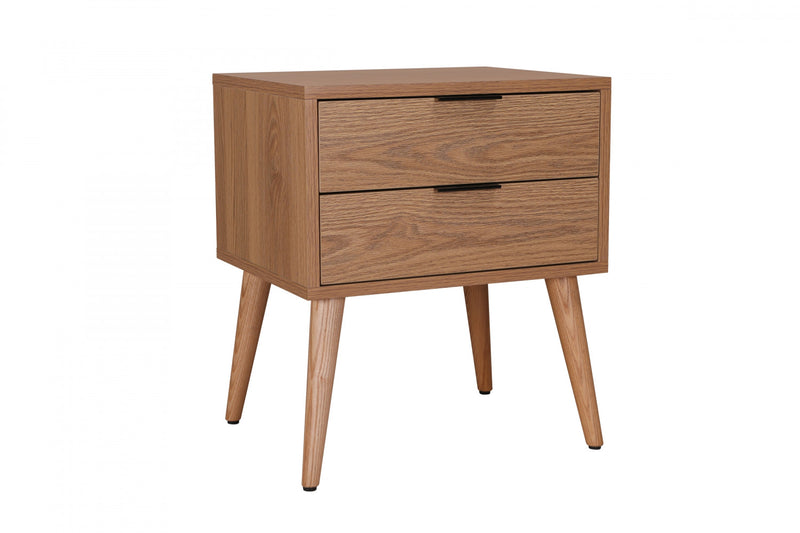Table De Nuit Flashby Avec 2 Tiroirs - Faux Bois Naturel