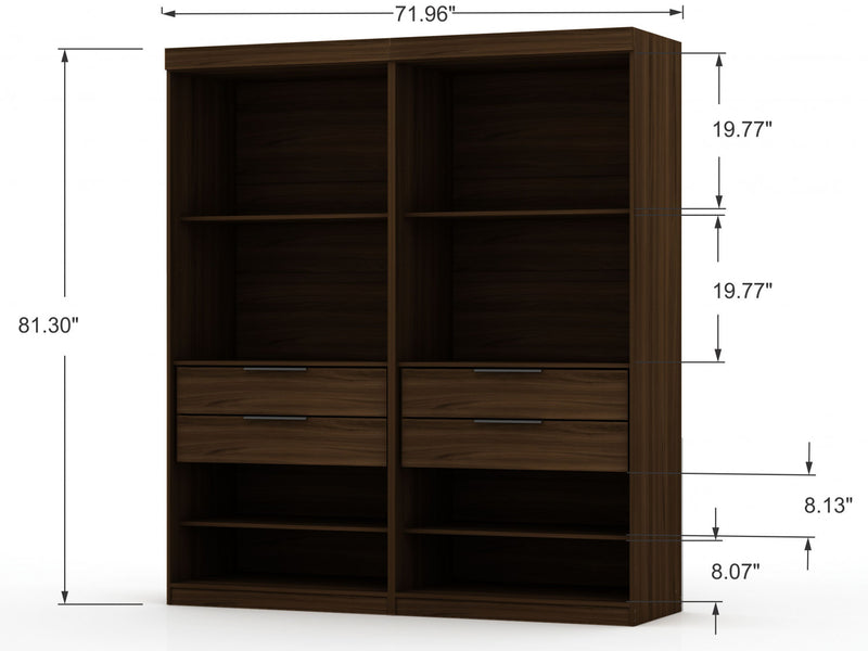 Armoire contemporaine moderne Mulberry 36\" en brun chataigne - Lot de 2