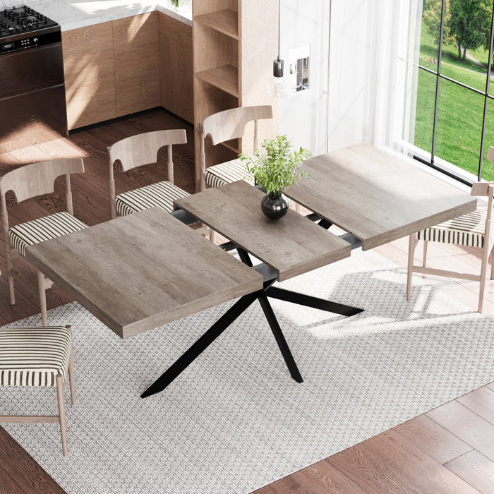 Ethan Table a manger rectangulaire extensible style retro avec rangement cache, gris
