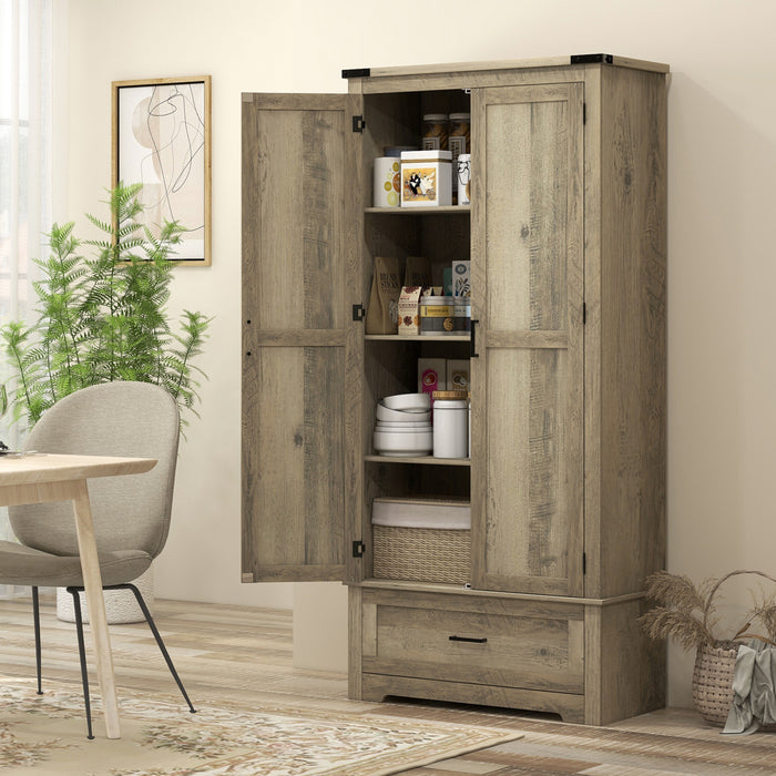HOMCOM Armoire de rangement de cuisine avec etageres reglables, gris