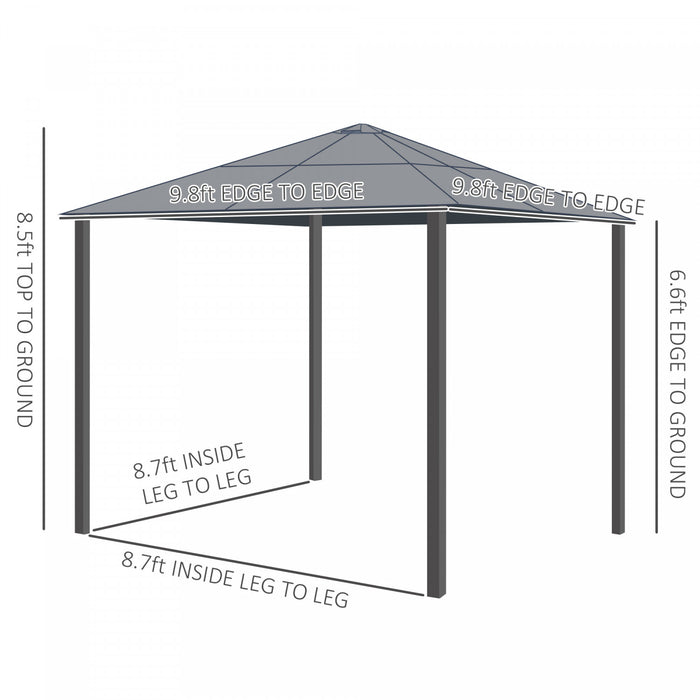 Tonnelle Pavillon De Jardin Impermeable 4 Parois Laterales Anti-uv 4 Moustiquaires Panneaux Polycarbonate Alu 3l X 3l X 2,6h M Chocolat Beige