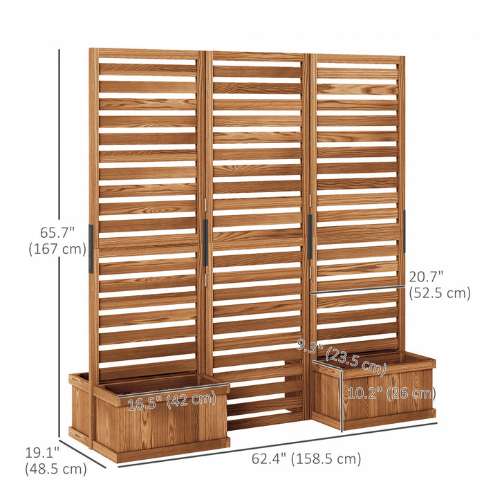 Outsunny Ecran De Confidentialite Avec 4 Lits Sureleves, Trous De Drainage