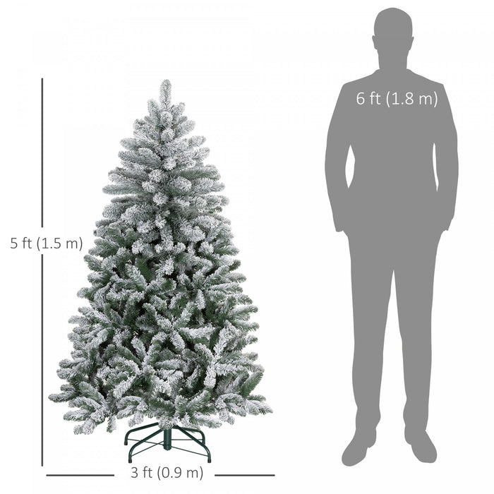 Homcom Arbre De Noel Artificiel Floque De 5 Pieds Avec Pied En Metal