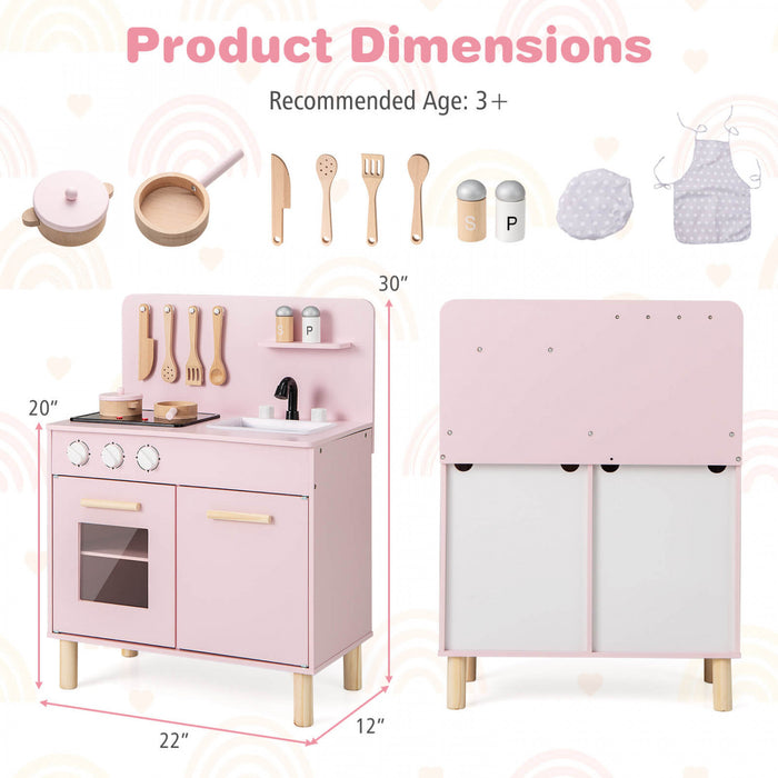 Costway Kids Kitchen Playset Avec Light Up Kitchen & Cooking Sounds Faucet D'evier De Four Rose