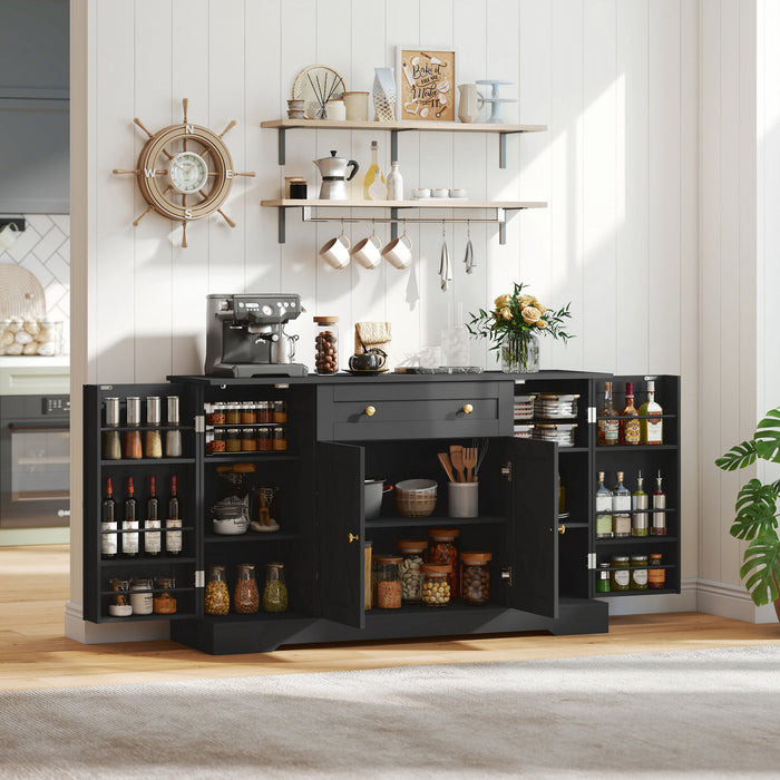 HOMCOM Buffet 54\", meuble de cuisine de style campagnard, noir