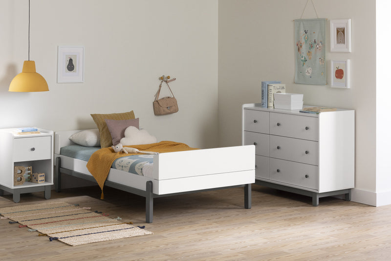Lit simple Bebble - gris clair et blanc