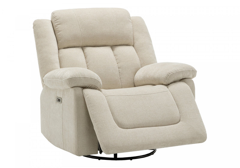 Fauteuil Inclinable Electrique, 39\"L, Planeur, Pivoter, Port Usb Inclus, Tissu Beige