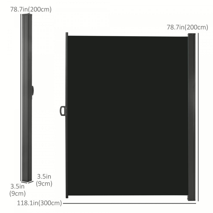 Outsunny Ecran De Confidentialite Pliant Pour Auvent Lateral 118\" X 79\"noir