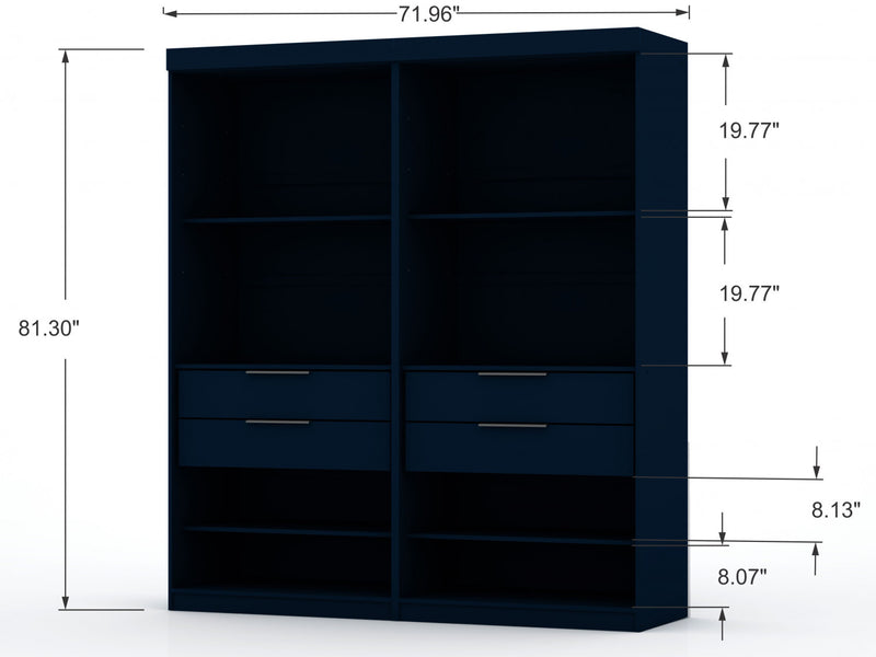 Armoire contemporaine moderne Mulberry 36\" en bleu minuit - Ensemble de 2