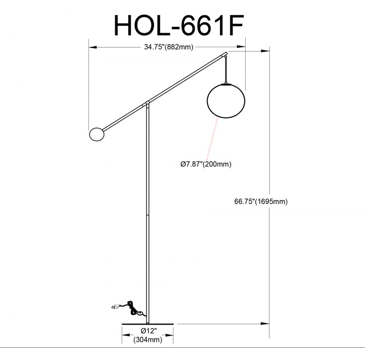 Lampe à pied Holly de Dainolite de 66 po de hauteur en verre blanc opale, avec fini laiton vieilli et 1 ampoule
