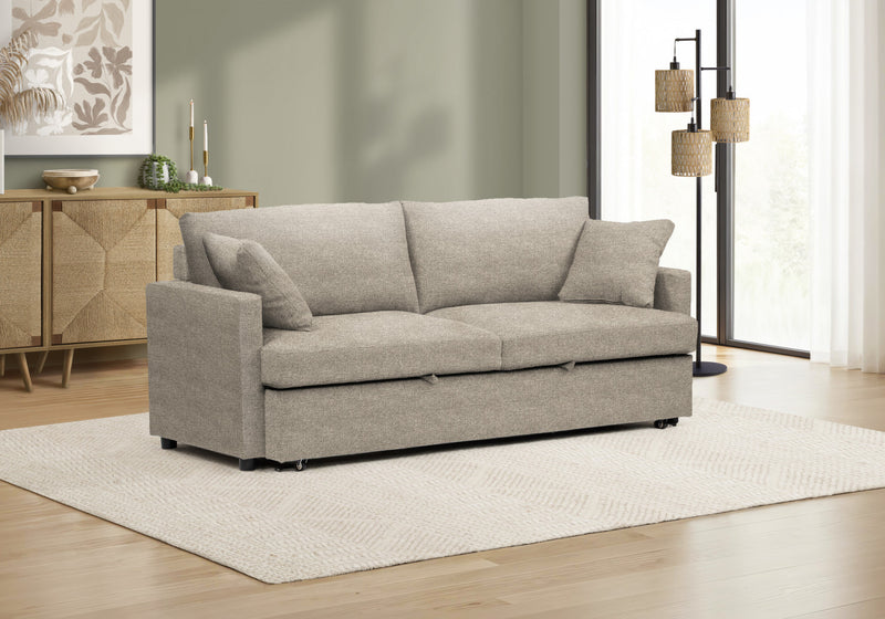 Canape Lit Convertible, 78\" Longueur, Tissu Beige Clair