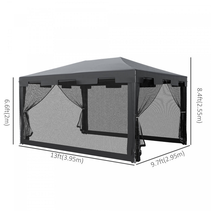 Outsunny Tonnelle Gris 4 Parois Moustiquaires 4 X 3 X 2,45 M