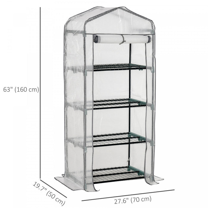 Outsunny Serre Portable avec 4 Etageres, Exterieur, Blanc