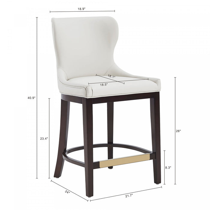 Tabouret de comptoir Blair moderne en bois et tissu blanc - Lot de 3