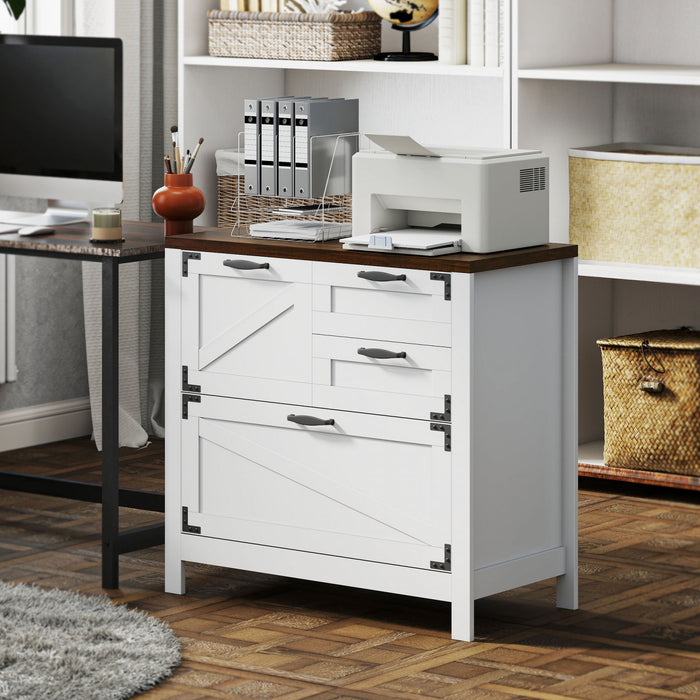 HOMCOM Classeur 4 tiroirs pour dossiers Lettre/A4/Legal, Blanc