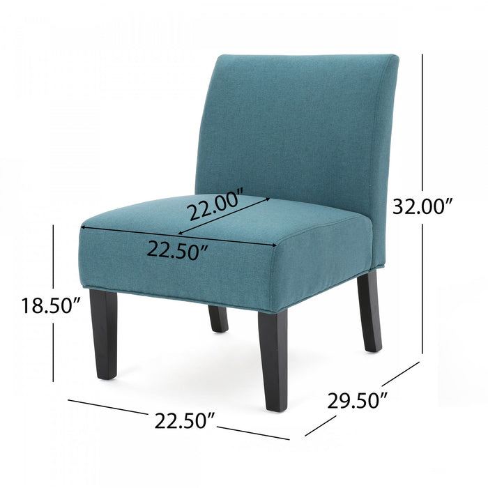 Fauteuil D’appoint Oliver En Tissu aspect lin Avec Pieds En Bois Caoutchouc - Bleu Sarcelle