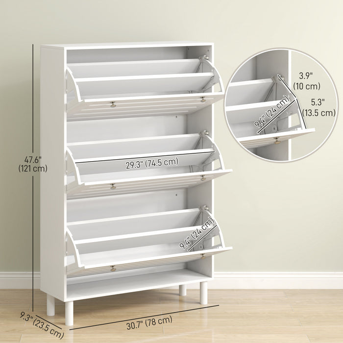 HOMCOM Meuble de rangement pour chaussures avec etageres reglables, Blanc