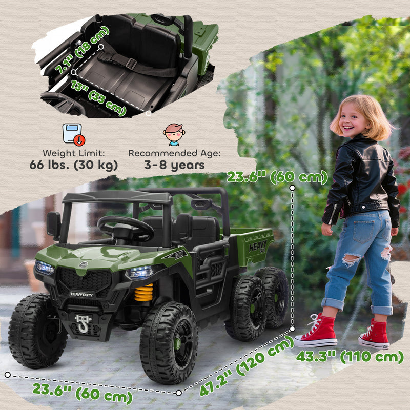 Qaba Electric Ride On Car with 6 Wheels, 24V 4WD Battery Powered Ri ...