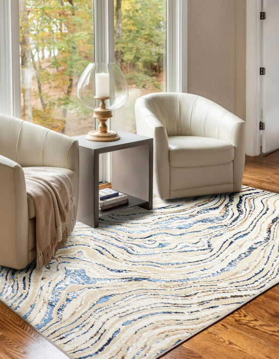 Tapis Contemporain/Moderne Clara 8'0\" x 10'0\" en Bleu
