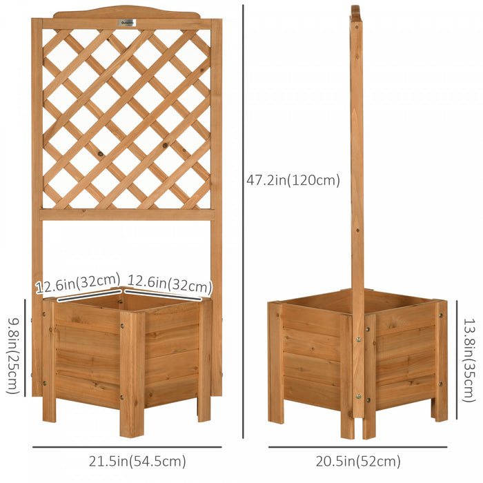 Outsunny Lit De Jardin Sureleve, Jardiniere En Bois Avec Treillis, Pour Faire Pousser Des Legumes, Des Herbes Et Des Fleurs Pour Le Jardin, La Terrasse, Marron