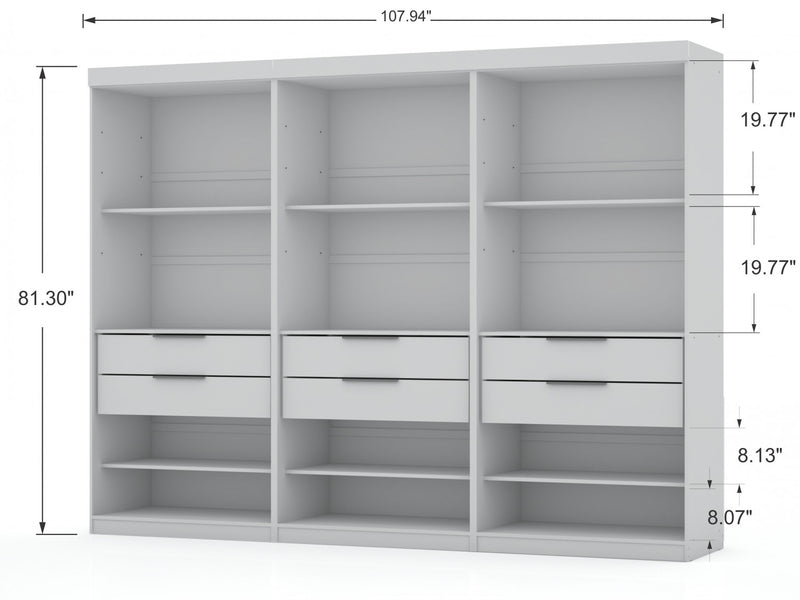 Armoire contemporaine moderne Mulberry 36\" en blanc - Ensemble de 3