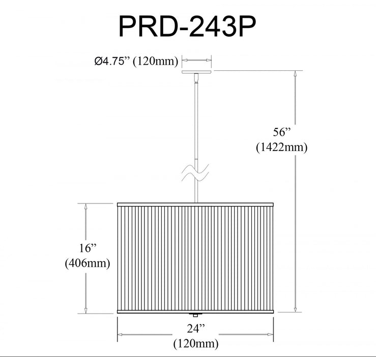 Luminaire suspendu Prudy de Dainolite avec abat-jour plissé blanc, fini noir mat et 4 ampoules