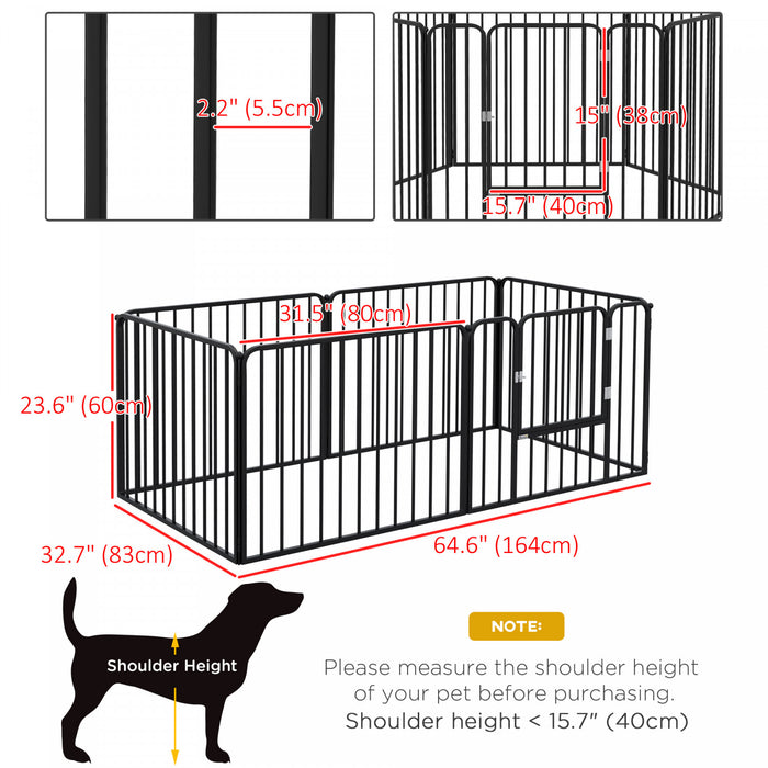 Pawhut Parc Pour Chien, 6 Panneaux De 24\" De Hauteur En Acier, Enclos D'exercice Pour Chiots, Design Diy, Exterieur Interieur, Pour Petits Chiens.