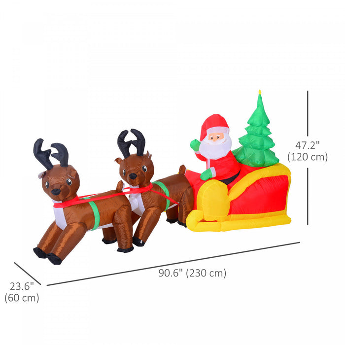 Homcom Traineau Du Pere Noel Gonflable Avec 2 Rennes
