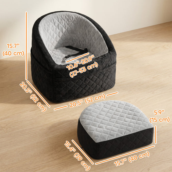 PawHut Siege auto pour chien, rehausseur pour petits chiens jusqu’a 10 kg, gris