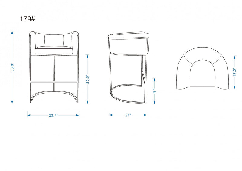 Tabouret de comptoir moderne du milieu du siecle en metal et tissu creme Cosmopolitan - Lot de 3