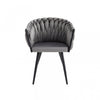 Chaise de salle à manger avec accoudoirs Hildy en velours gris foncé (ensemble de 2)