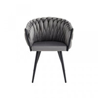  Chaise de salle à manger avec accoudoirs Hildy en velours gris foncé (ensemble de 2)