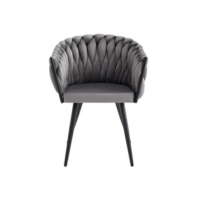 Hildy Accent Dining Arm Chair, Dark Grey Velvet (set of 2) | Chaise de salle à manger avec accoudoirs Hildy en velours gris foncé (ensemble de 2)