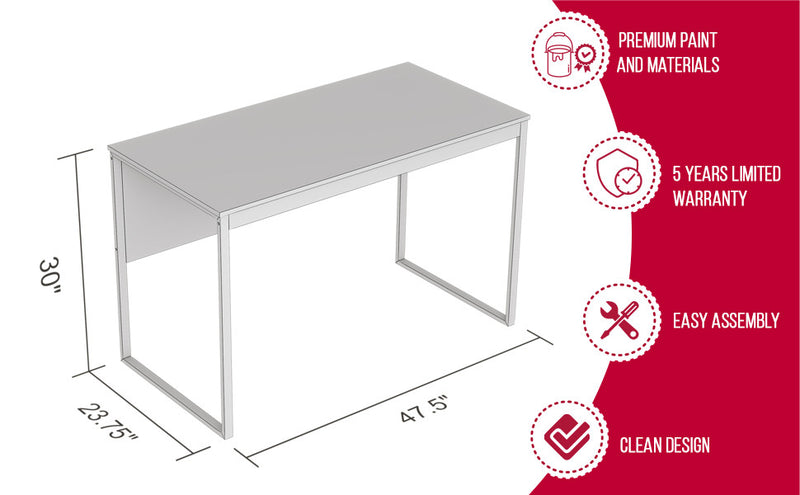 Bureau D’etude 47,25 Po Pour Bureau A Domicile Ou Salle De Jeux – Taupe Fonce Avec Base En Metal Noir