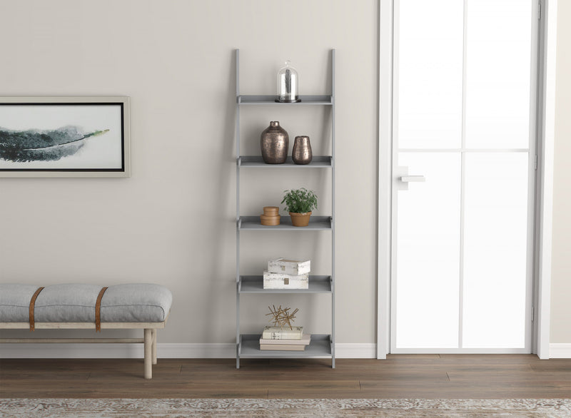 Meuble de rangement étagère murale de 70 po à 5 étages avec bordures encadrées - gris clair