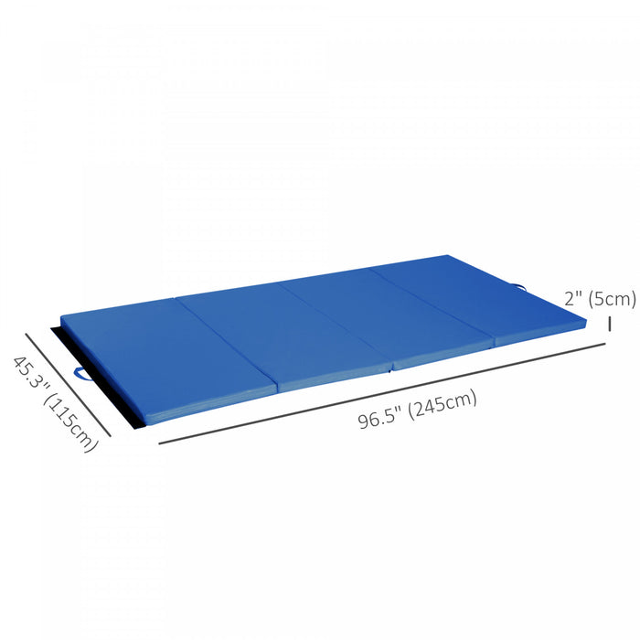 Soozier 4ft X 8ft X 2inch Tri-fold Gymnastics Tumbling Mat Exercise Mat With Carrying Handles, Dark Blue (tapis De Gymnastique Tri-plies Avec Poignees De Transport)