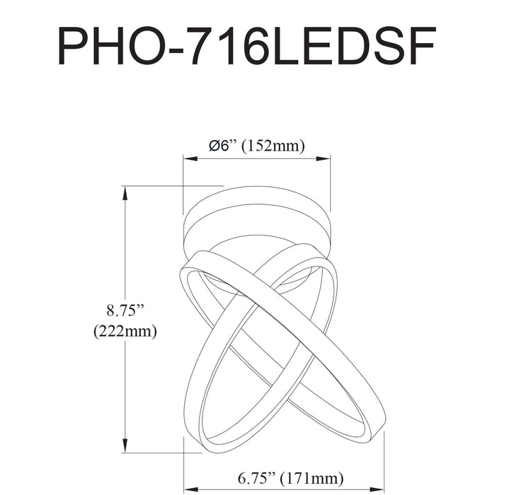Plafonnier semi-affleuré Philo de Dainolite en silicone blanc qui diffuse la lumière, avec fini laiton vieilli et ampoule à DEL de 20 W