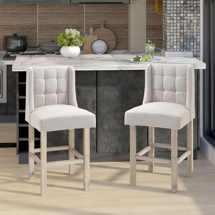 HOMCOM 2 Tabourets de Comptoir Moderne Tissu Beige