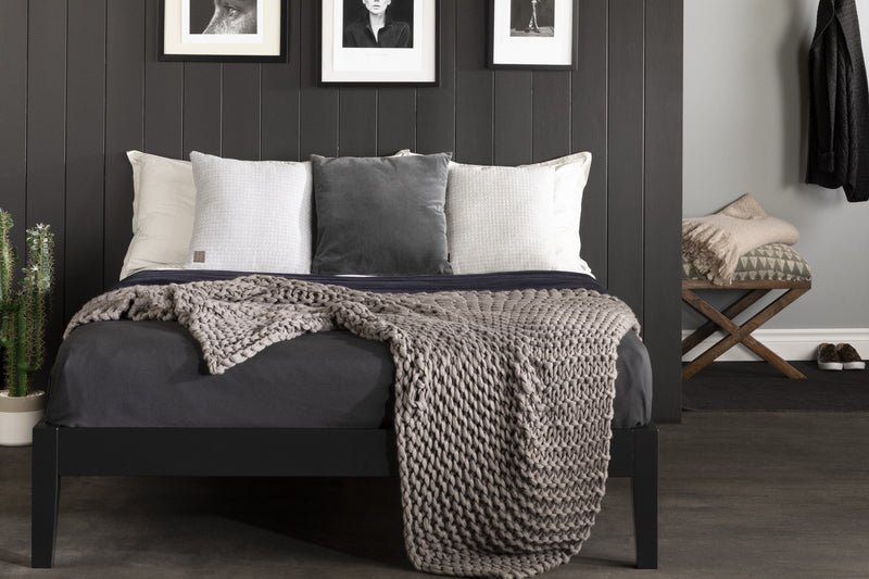 Vito Base De Lit En Bois - Noir Solide