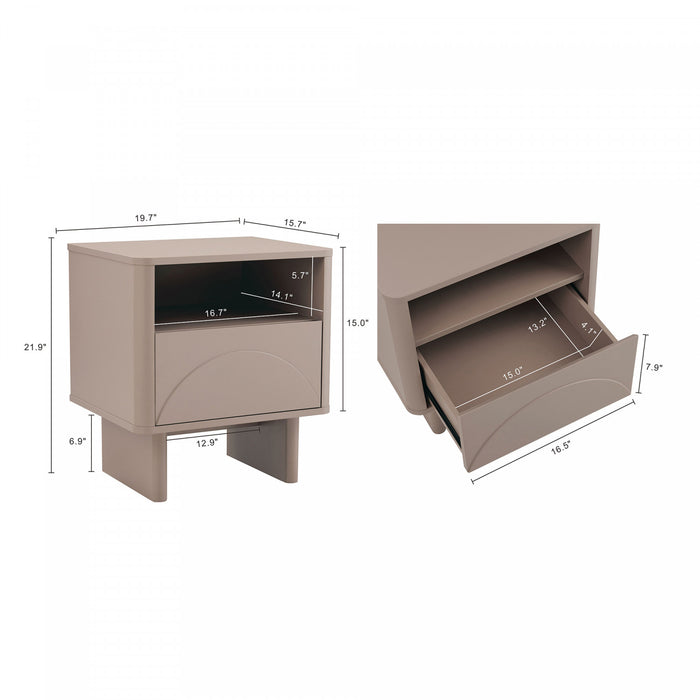 Table de nuit Ella Modern 20\" en moka (1 tiroir)